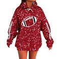 thumbnail image 2 of Glitter Sparkle Football Hoodies for Women Fall Winter Casual Sequins Hooded Sweatshirt with Pockets Y2K Pullover Tops, 2 of 5