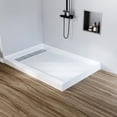 thumbnail image 1 of Ourlova 48" L x 32" W x 4" H Shower Base – Non-Slip SMC Shower Pan with Left Drain, 304 Stainless Steel Rectangular Drain Cover, Single Threshold Shower Tray Kit, 1 of 7