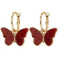 thumbnail image 3 of Hoop Dangle Earrings Butterfly  Vintage Huggie Hoop Earrings Pierced Earrings, 3 of 4