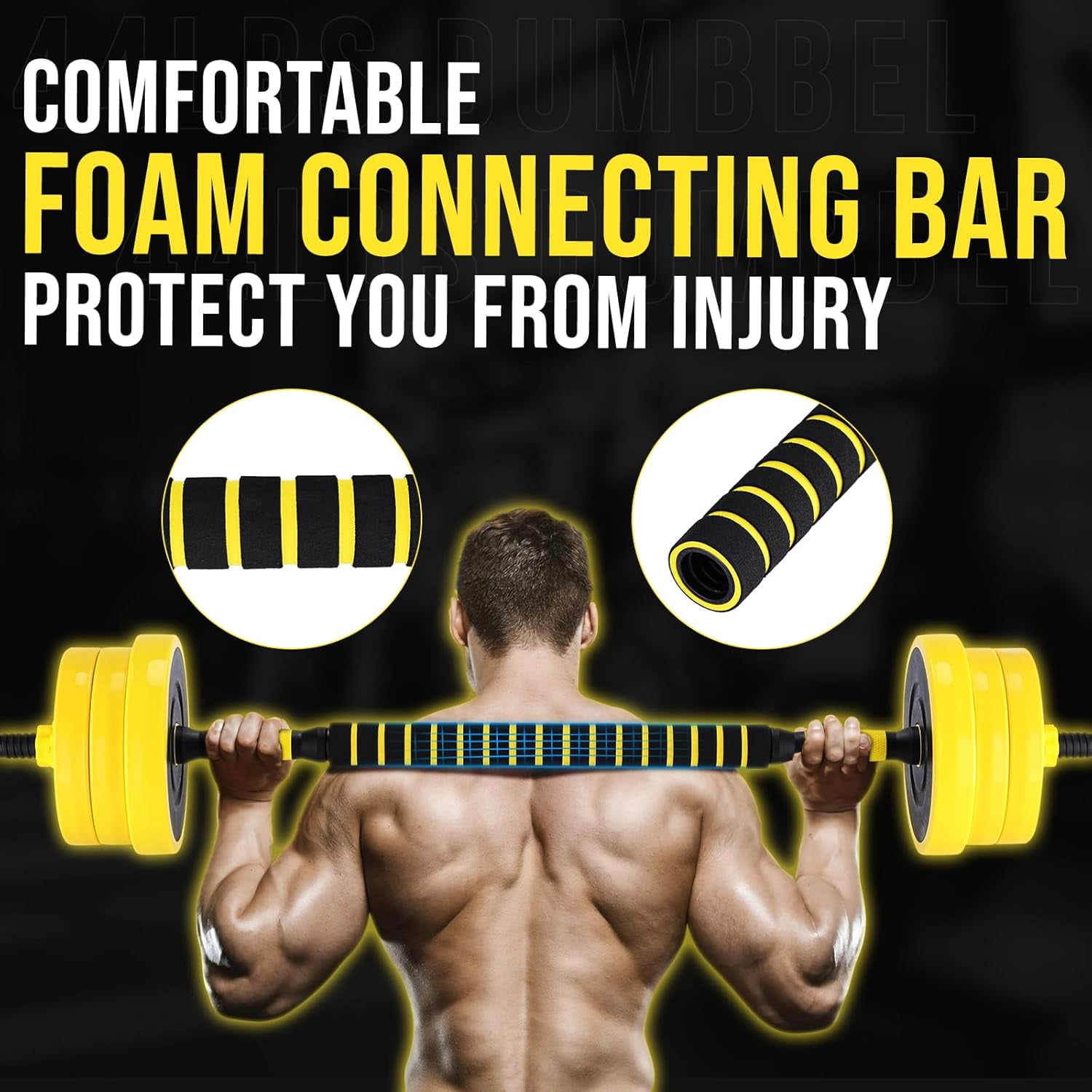 2-In-1 Adjustable Dumbbell Set, 44 Lb Dumbbell Weights Used As Dumbbell and Barbell Set With Pe Coating and Comfortable Handle for Home Gym