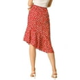 thumbnail image 4 of MODA NOVA Junior's Leopard Print Ruffle Trim Chiffon A Line Midi Skirt Red 11, 4 of 7