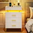 thumbnail image 6 of Afuhokles LED Nightstand with Charging Station and 3 Drawers, Night Stand with Pull-Out Tray, Modern Bedside Table, White, 6 of 8