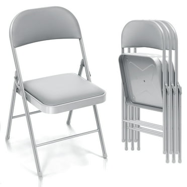SUGIFT 4 Pack Vinyl Padded Folding Chair Portable Dining Chairs for Indoor and Outdoor
