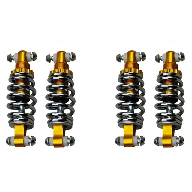 2X Motorcycle Rear for Electric Bicycle Scooter E Bike Spring Rear Shock,4 x Shock Absorber,silver & yellow
