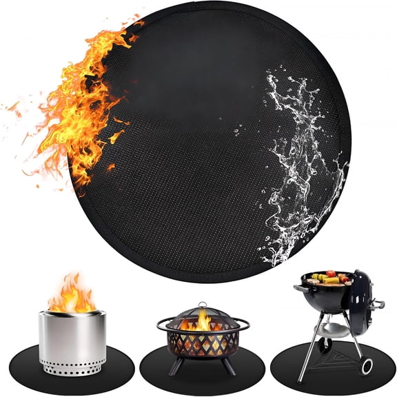 HIBIBUD 36"Round Fire Pit Mat,Fireproof Mats for under Reusable Oil-Proof Waterproof Bbq Pad for Deck Patio Grass Outdoor Indoor Grill Accessories