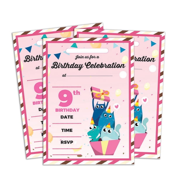 Darling Souvenir Pink Birthday Invitation Card 28 Pcs Fill or Write In Blank Invites Printable Party Supplies 5 x 7 Inches