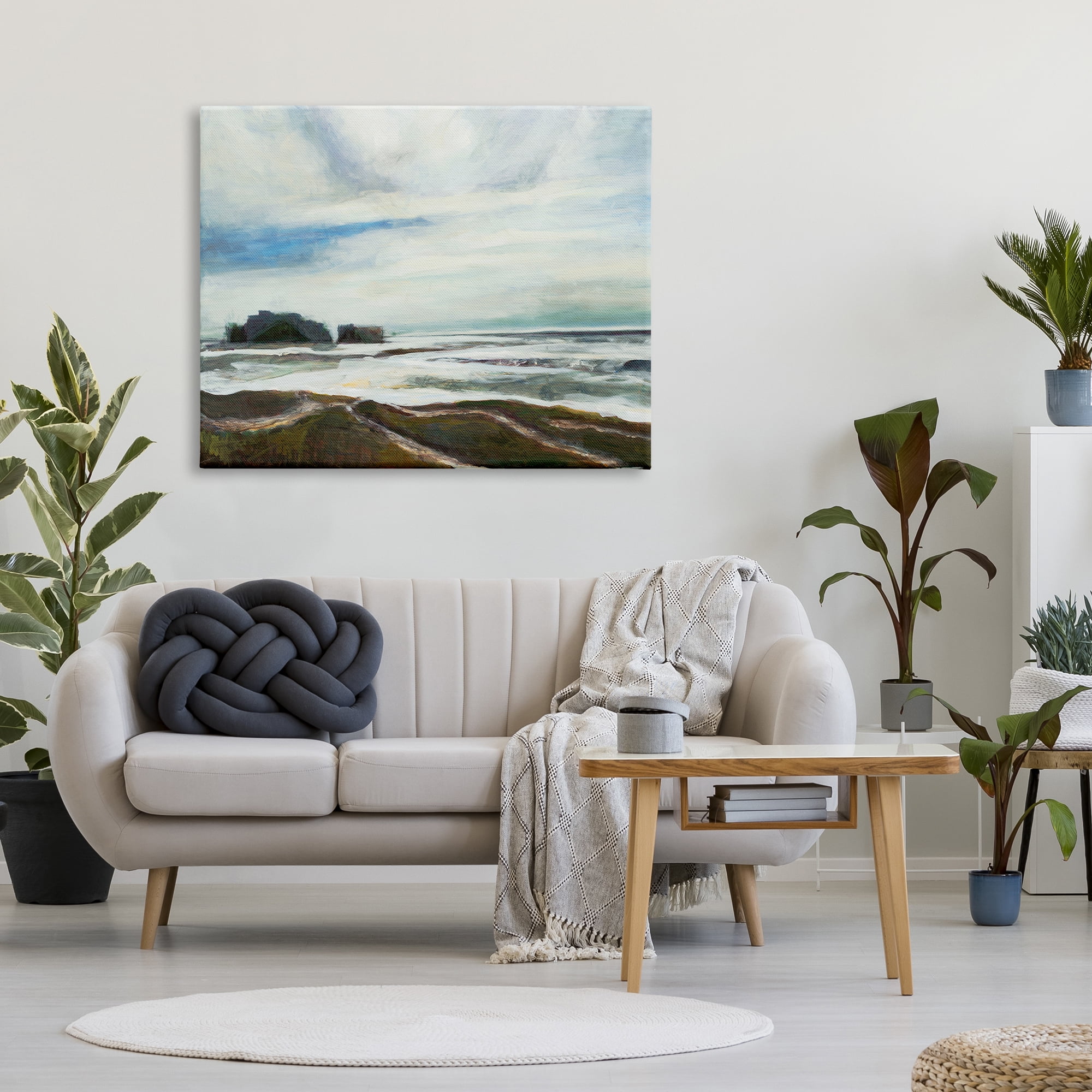 Stupell Industries Abstract Rigid Coast Landscape White Fluid Waves, 36 x 48, Designed by Stacy Pollard