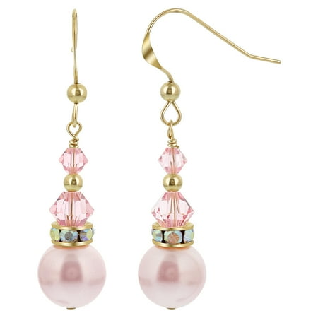 - Gem Avenue Gold filled Crystal & Pearl french wire Drop Earrings