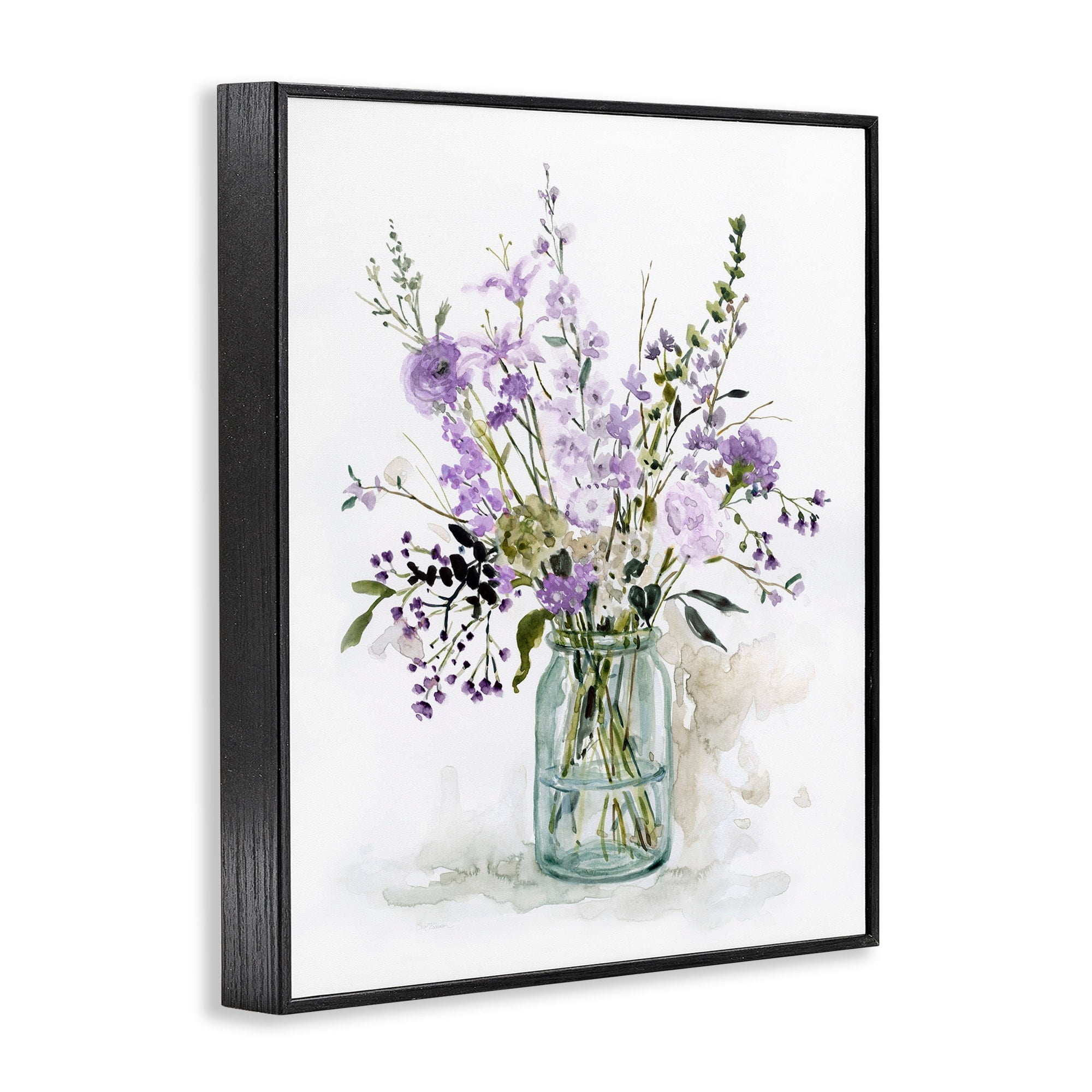 Stupell Industries Mixed Purple Botanicals Traditional Flower Arrangement Painting Graphic Art Black Framed Art Print Wall Art, Design by Carol Robinson