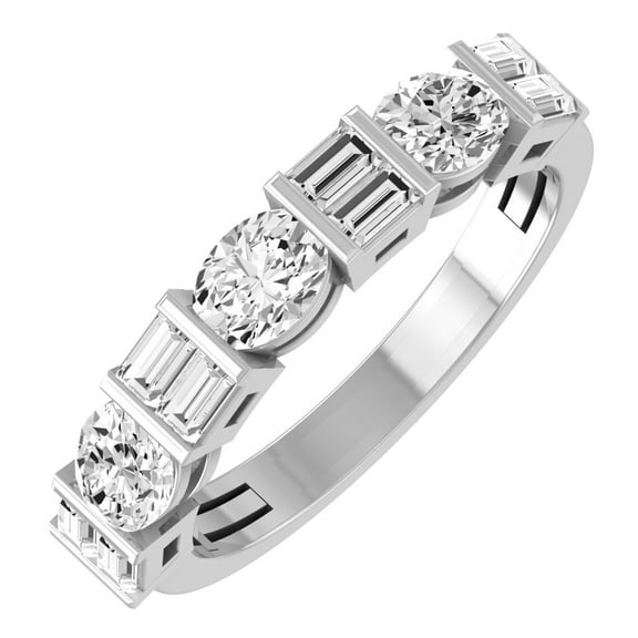 ARAIYA FINE JEWELRY 10K White Gold Lab Grown Diamond Wedding Band Ring (1 1/6 cttw, D-F Color, VS1 Clarity) Size 5