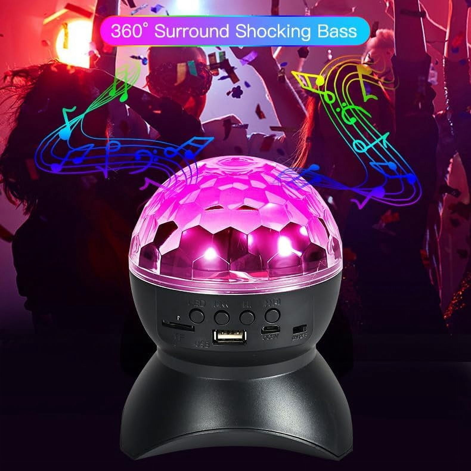 Disco Ball Light, RGB Stage Lights with Bluetooth Speaker DJ Strobe Portable Party for Holiday Xmas KTV Club Pub Show Home Theater (Black)