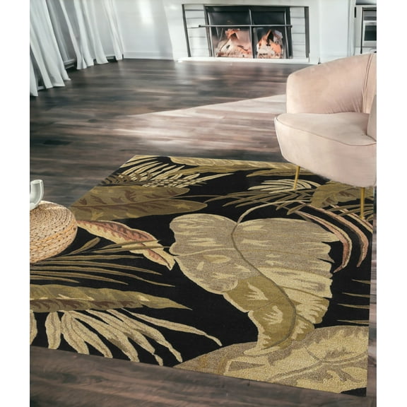 HomeRoots 349814 5 ft. x 8 ft. Wool Midnight Area Rug