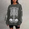 thumbnail image 4 of HUITKMM Chandail pour Femmes Unisexe Mode Imprimé Design Squelette Surdimensionné Longline Sans Capuche Col Rond pour et Mode Urbaine Décontracté, 4 of 5