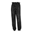 thumbnail image 4 of HOT SALE!!Pants for Women 2025 TrendyWomen's Sparkly Sequin Elastic Waist Paper Bag Jogger Lounge Pants with Drawstring Black S, 4 of 9