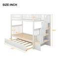 thumbnail image 7 of Twin Over Full Bunk Bed with Trundle and Storage Stairs, Solid Pine Solid Wood 3 in 1 Wood Bunk Bed Frame, No Spring Box Needed, White, 7 of 7