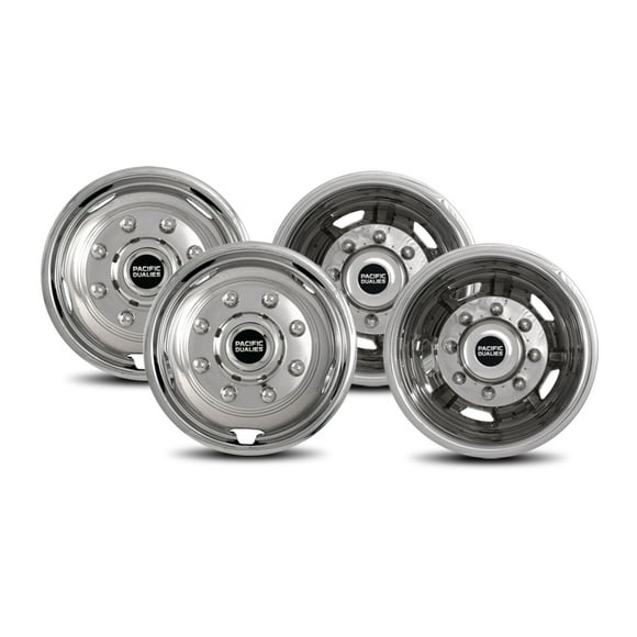 Pacific Dualies Wheel Simulator 30-1708 Polished; Stainless Steel; Bolt-On; Does Not Fit Aluminum Wheels; Set Of 4