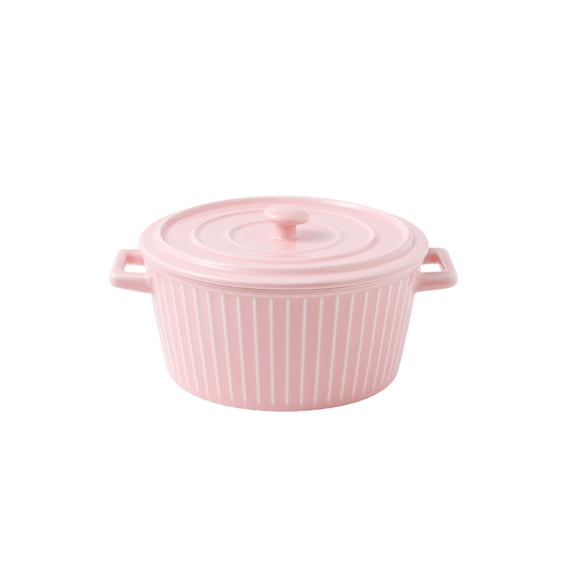 Injueey Cuenco para fideos de orejas, de cerámica para servir, vajilla de estilo Simple, recipiente para hornear, vajilla grande, Mostrada Rosa