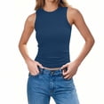 thumbnail image 5 of YUGYXL Womens Sleeveless High Neck Tank Tops Fashion Summer Casual Basic Slim Fit Ribbed Knit Racerback Top Shirt Clothes Blue M, 5 of 8