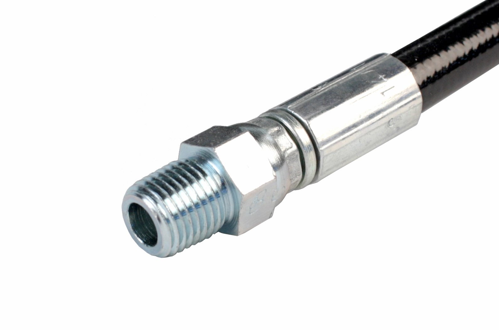 Schieffer 4800 PSI 1/8in. x 50ft. Thermoplastic Black Sewer Jetter Hose with MPT 1/4in. Soild End & 1/4in. Adapter