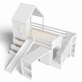 thumbnail image 5 of Bellemave Twin Size Loft Bed with Slide and Ladder, Solid Wood House Loft Bed Frame with Storage Drawers & Shelves, Low Loft Bed with Removable Desk & Bookshelves, No Box Spring Needed, White, 5 of 14