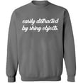 thumbnail image 2 of OXI Crewneck Sweatshirt - Distracted By Shiny Objects, Basic Casual Sweatshirts for Men's and Women Fleece Sweatshirt Long Sleeve - Graphite Heather 3X-Large, 2 of 2