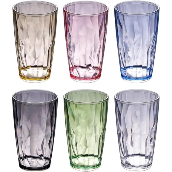 Unbreakable Plastic Drinking Glasses, Set of 6, Shatterproof | Reusable Glass Cups | Dishwasher Safe | 17 Ounces