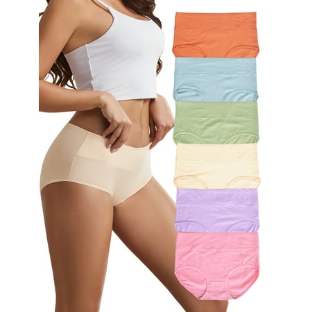 DINGLU Cotton Panties for Women Comfortable Ladies Underwear Soft Breathable Briefs Panty 6 Pack L