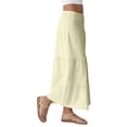 thumbnail image 6 of Women's Solid Color Midi Skirt, High Waist A-Line Casual Skirt, Versatile Basic Skirt for Office, Daily Wear and Spring Outfits,Yellow,M, 6 of 6