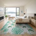 thumbnail image 3 of ODIKA 9'x12' Washable Area Rug Low Pile, Flatwoven, Starfish Nautical Ocean Wave Border Motif Seashell Turtle Reef Refined for Great Room, Indoor Concept, Large Living, 3 of 7