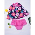 thumbnail image 3 of iiniim Kid Girls Rash Guard 2 Piece Swimsuit UPF 50+ Long Sleeve Ruffled Beach Bathing Suit Swimwear, 3 of 7