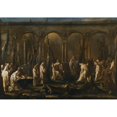 thumbnail image 2 of Alessandro Magnasco 24x18 Black Ornate Framed Double Matted Museum Art Print Titled: A Monk's Burial, 2 of 5