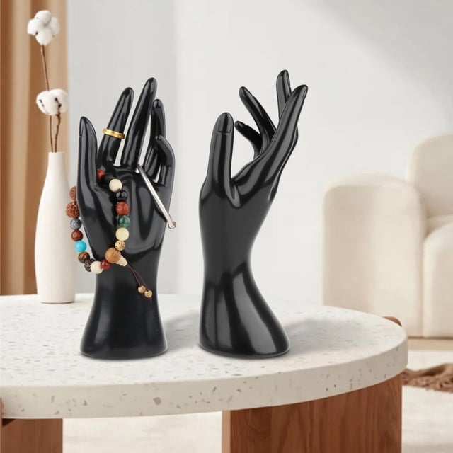 2Pcs Female Mannequin Hand Watch Stand Support for Tabletop Photograph Props Black