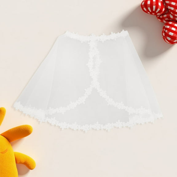 ELAYARD Dress For Girl Elegant Lace Cape White Breathable Design Comfortable Wear Spring And Summer Outings 1Pcs