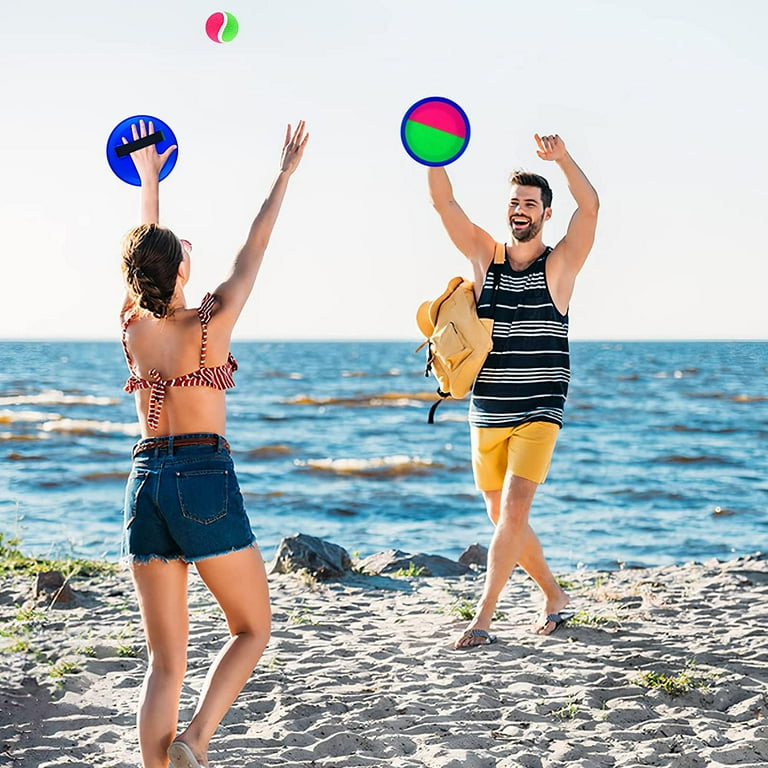 Aoibrloy Toss Catch Ball Set, 3 Set Catch Game for Kids with 6 Paddles and  3 Balls, Catch Game Toys Outdoor Paddle Ball Beach Games Gift for Kids and