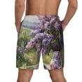 thumbnail image 4 of Uemuo Lilacs Teapot Scenic Painting Pattern Mens Swim Trunks Quick Dry Board Shorts with Mesh Lining, Stretch Beach Shorts Quick Dry No-Chafing Board Shorts-Large, 4 of 9