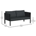 thumbnail image 5 of Emma + Oliver Indoor Outdoor Patio Loveseat Black Steel Framed Lounger with Charcoal Cushions and 2 Storage Pockets, 5 of 10
