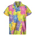 thumbnail image 2 of Camisa hawaiana con estampado 3D de piruletas de caramelo de colores para hombre, camisas con solapa de dulce de azúcar, blusa de botones de calle de manga corta a la moda Harajuku, 2 of 5