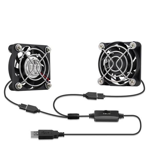 shiyou-Small USB Speed Control Fan, Dual 50mm x 10mm Brushless Mini USB Cooling Fan,for Receiver DVR PlayStation Xbox Computer Cabinet Cooling