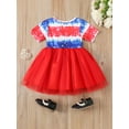 thumbnail image 3 of Baby Girl Summer Casual T-Shirt Dress Short Sleeve Crewneck Tie-Dye Tulle Dress Playwear Dress, 3 of 9