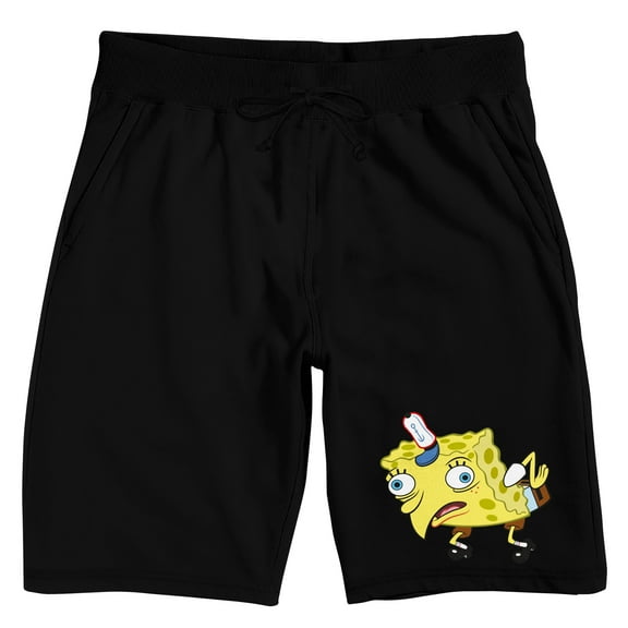 Spongebob Squarepants Meme Pose Adult Black Sleep Pajama Shorts-Small