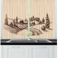 thumbnail image 1 of Harvest Kitchen Curtains, Old Engraved Style Countryside Illustration with Village and Farmland, Two Panels Drapes with Rod Pocket Room Decor, 55" X 45", Beige and Charcoal Grey, by Ambesonne, 1 of 1