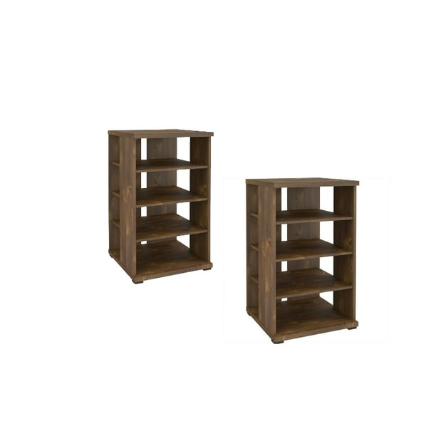 Set Of 2 32 Tall Audio Cabinet In Rich Truffle Com 32 Tall Audio Cabinet In Rich Truffle, Audio Tower Cabinet