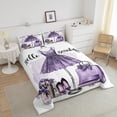 thumbnail image 4 of Fashion Purple Bedding Sets King Size Modern Girly Comforter Set, Women Purple Floral Bedding Comforter Sets Perfume Print Down Comforter Romantic Makeup Themed Duvet Sets, 4 of 7