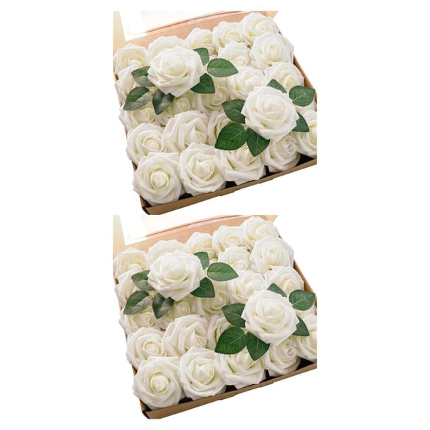 Ramo de rosas artificiales Wosthever 2Conjunto blanco