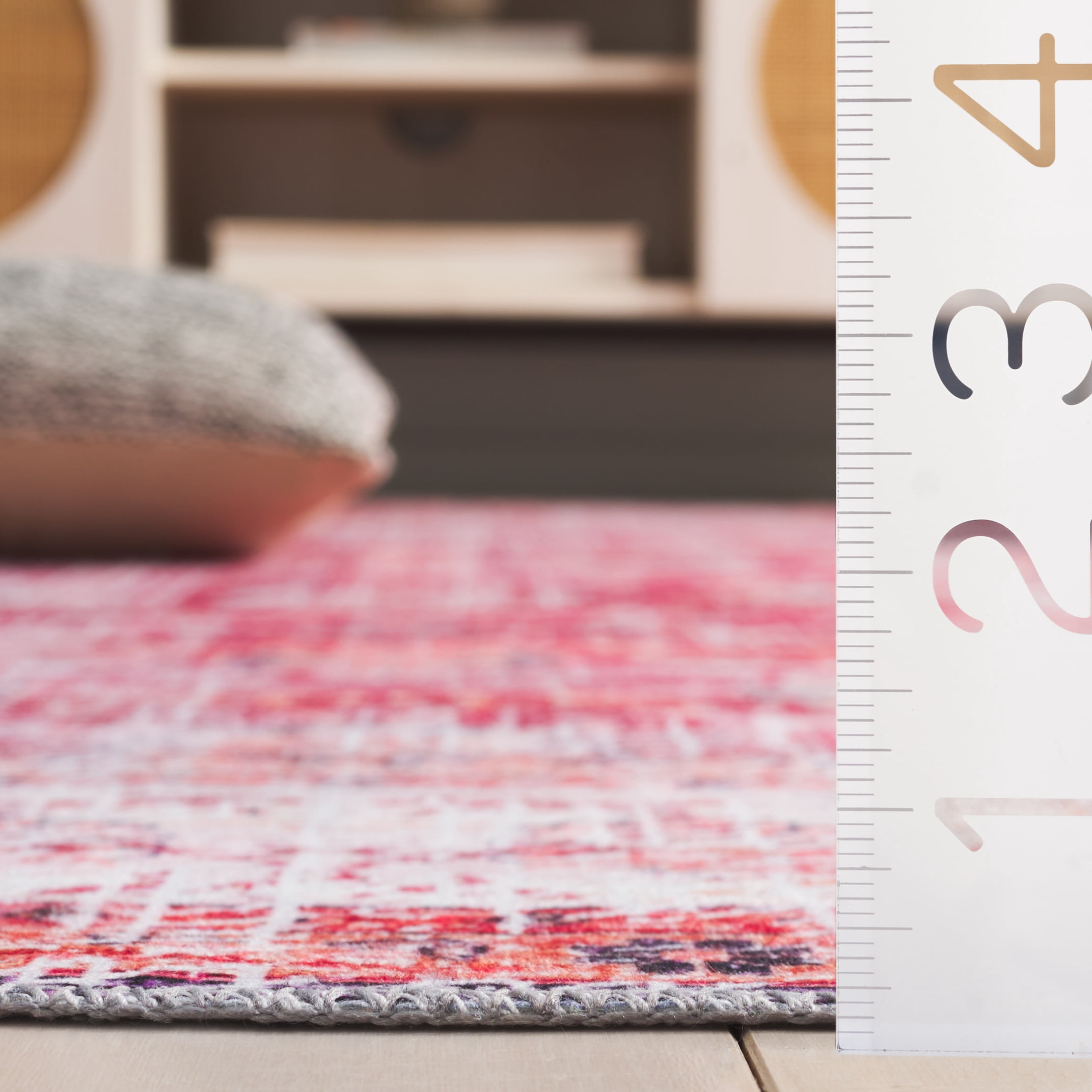 Safavieh Arizona Aria Distressed Machine Washable Area Rug, Red/Beige, 8' x 10'