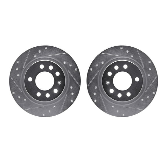 Dynamic Friction Company Rear Brake Rotors-Drilled and Slotted-Silver 7002-53006