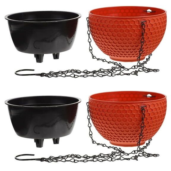 TEHAUX Hanging Planter Flower Pot Set of 2 Plastic Garden Pots for Balcony, Vegetable and Herb Gardening