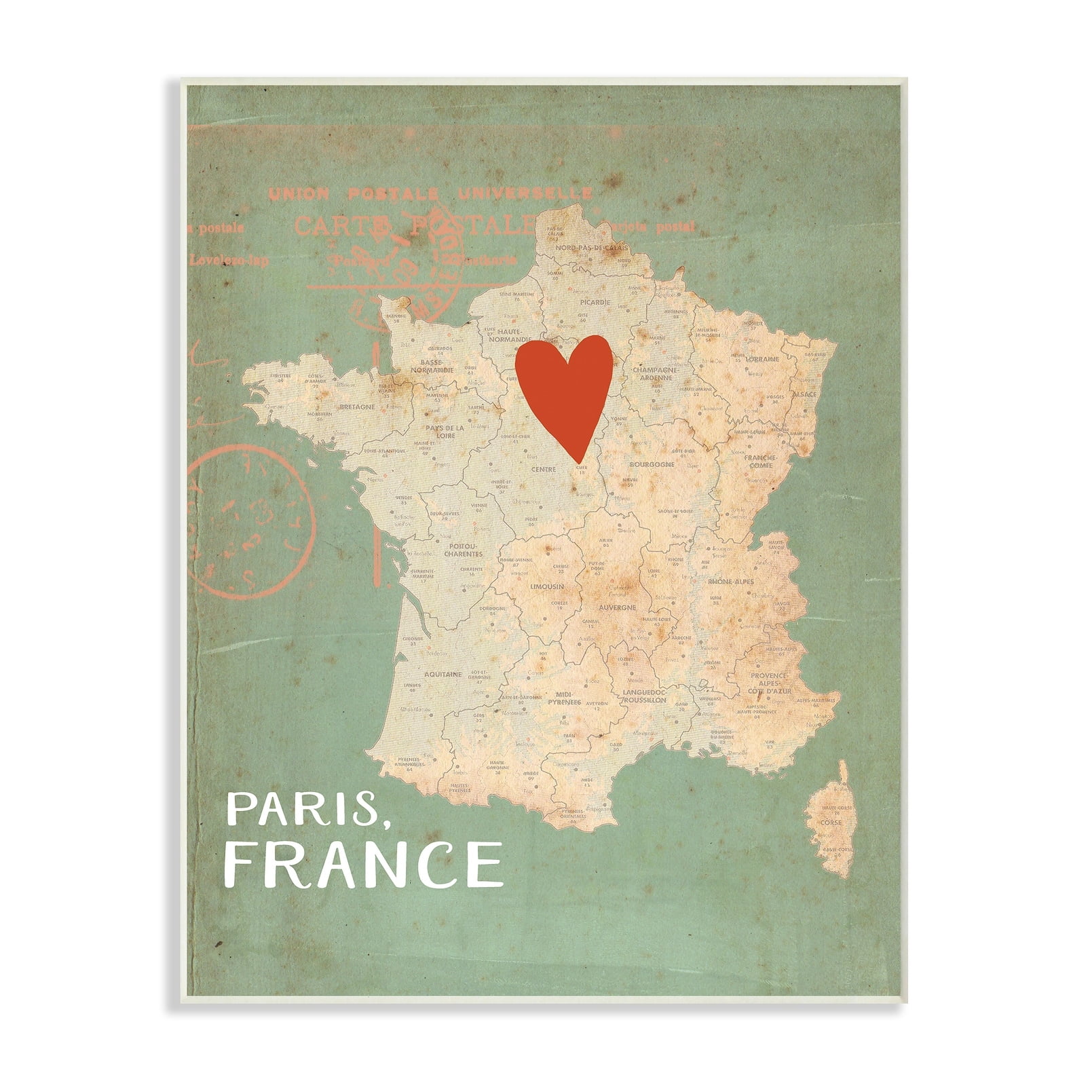 The Stupell Home Decor Collection My Heart is in Paris Map Canvas Wall Art