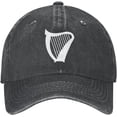 thumbnail image 1 of Unisex Adjustable Baseball Cap with Irish Harp Musical Instrument Pattern, Denim Fabric Snapback Glacier Cap, 1 of 8