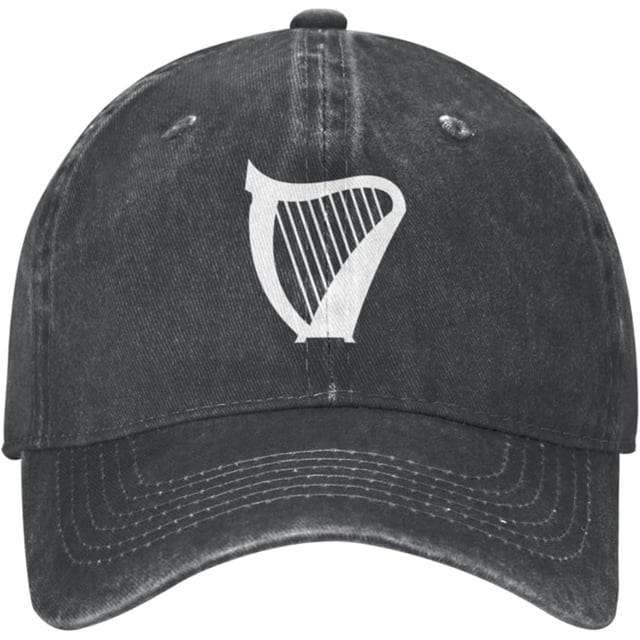 Unisex Adjustable Baseball Cap with Irish Harp Musical Instrument Pattern, Denim Fabric Snapback Glacier Cap